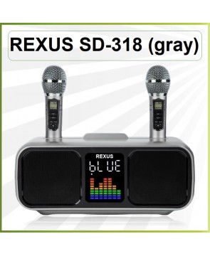 REXUS SD-318 (Gray) - беспроводная караоке система, 2 радиомикрофона, USB, Bluetooth, Optical, Coaxial