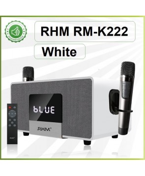 RHM RM-K222(White) - мощная BT-колонка + караоке, Opt/Line, SW, ДУ, 200 Вт (RMS), дерево