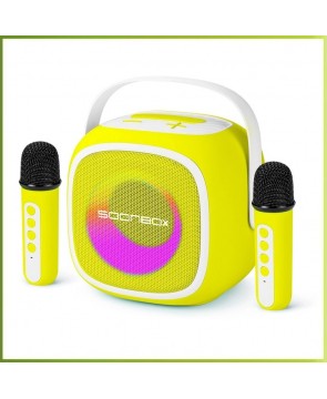 MADMIC SOONBOX 5200 (Yellow) - домашняя караоке-система, 20Вт, 2 радиомикрофона, изменение голоса, Bluetooth, USB, AUX