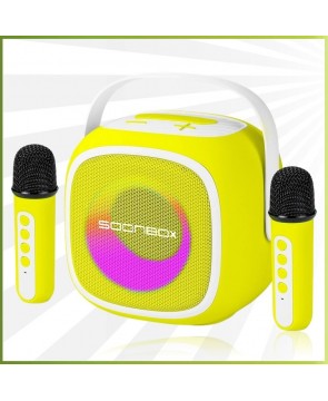 REXUS SOONBOX 5200 (Yellow) - домашняя караоке-система, 20Вт, 2 радиомикрофона, изменение голоса, Bluetooth, USB, AUX