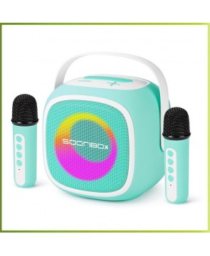MADMIC SOONBOX 5200 (Light Green) - домашняя караоке-система, 20Вт, 2 радиомикрофона, изменение голоса, Bluetooth, USB, AUX
