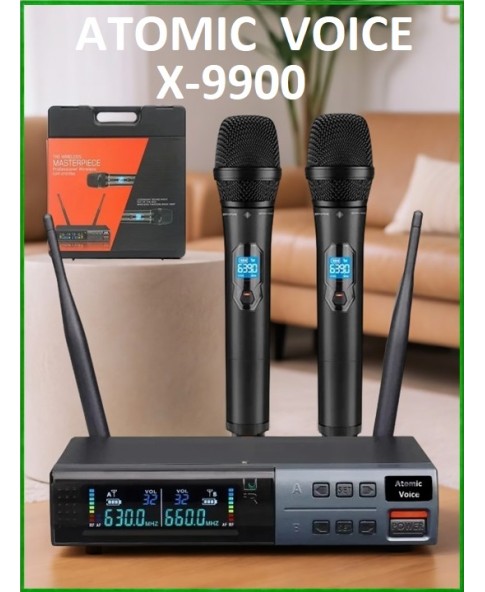 Atomic Voice X-9900 - профессиональная вокальная беспроводная радиосистема, UHF, кейс для хранения/переноски