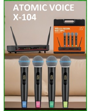 Atomic Voice X-104  - вокальная радиосистема, 4 радиомикрофона, UHF, серия "PRO", кейс для хранения/переноски