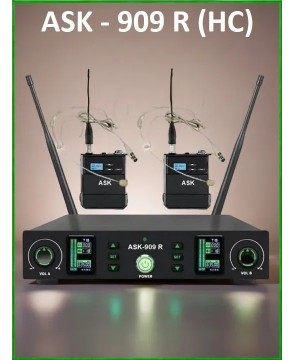 ASK 909 HS - профессиональная вокальная радиосистема, головные микрофоны, UHF, 100 метров прием, сменные частоты