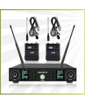 ASK 909 LM - профессиональная вокальная радиосистема, петличные микрофоны, UHF, 100 метров прием, сменные частоты