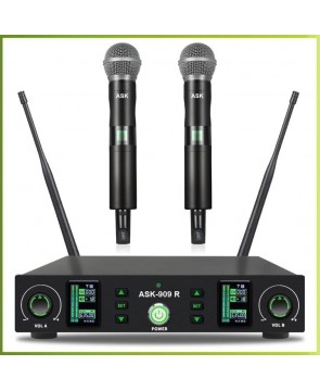 ASK 909R - профессиональная вокальная радиосистема, UHF, 100 метров прием, сменные частоты