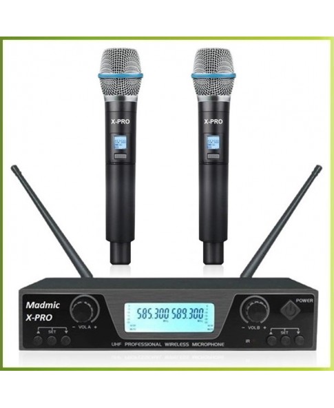 MADMIC X-PRO - двухканальная радиосистема с двумя беспроводными микрофонами, сменные частоты UHF, серия "PRO"
