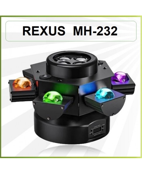 REXUS MH-232 "Drill" - голова вращения LED, лучи BEAM, стробоскоп, лазер 2 цвета 