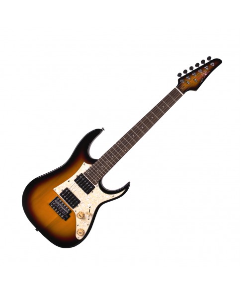 REDHILL STM100/VS - эл. гитара уменьшенный размер. Superstrat, 600мм, H+H, 1V/1T/5P, тополь+клен, цвет санберс