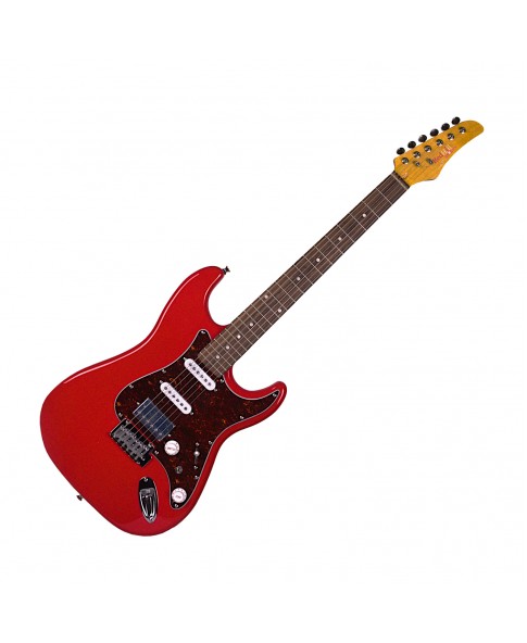 REDHILL STM300/RD - электрогитара, Stratocaster, 1V/2T/3P, S-S-H, ольха/клен+палисандр, цвет красный