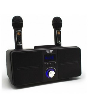 SDRD SD-309 (черный) - bluetooth колонка-караоке с двумя беспроводными микрофонами, онлайн караоке, USB, AUX, увеличенная мощность 30Вт