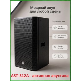 AST-312A - активная (400 Вт) 12" двухполосная акустическая система с цифровым аудиопроцессором и усилителем класса D
