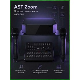 AST ZOOM - караоке-система профессиональная для дома и клуба, 2 беспроводных микрофона в комплекте, более 23000 песен,4К