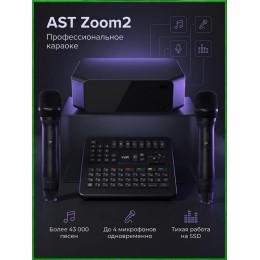 AST ZOOM2 - караоке-система профессиональная для дома и клуба, 2 беспроводных микрофона в комплекте, более 43000 песен,4К