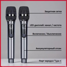 REXUS OP-108 "Audiobop" (gray) - вокальная беспроводная UHF радиосистема для колонок, вечеринок и ведущих